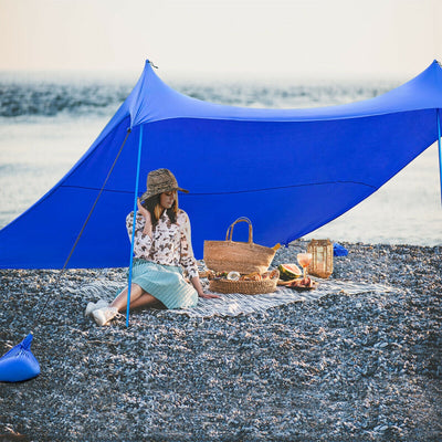 10' x 9' Family Beach Canopy with 4 Poles and Sandbag Anchors