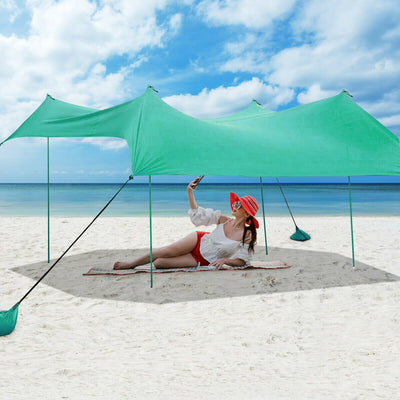 10' x 9' Family Beach Canopy with 4 Poles and Sandbag Anchors