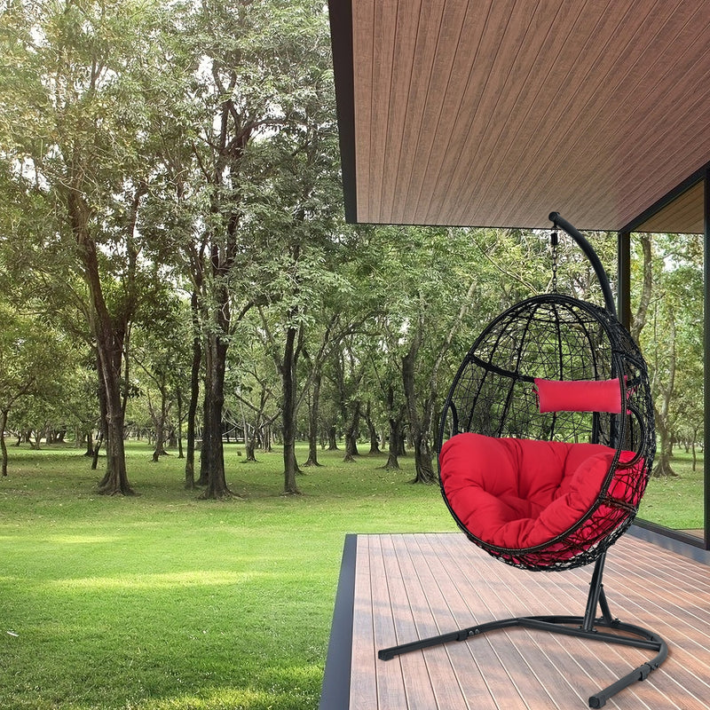 Hanging Cushioned Hammock Chair with Stand