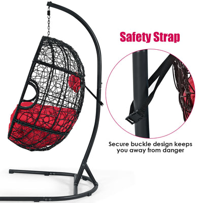 Hanging Cushioned Hammock Chair with Stand