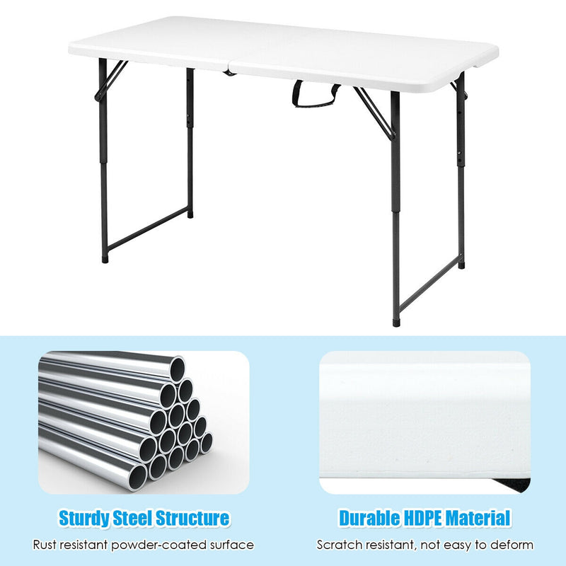 4 ft Portable Folding 3-Position Height Adjustable Table with Handle