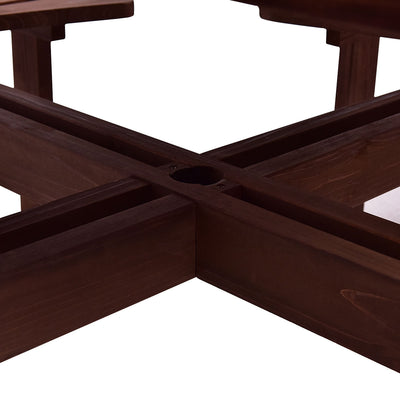 Patio 8 Seat Wood Picnic Dining Seat Bench Set