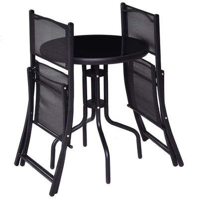 3 Pcs Outdoor Folding Bistro Table Chairs Set