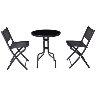 3 Pcs Outdoor Folding Bistro Table Chairs Set