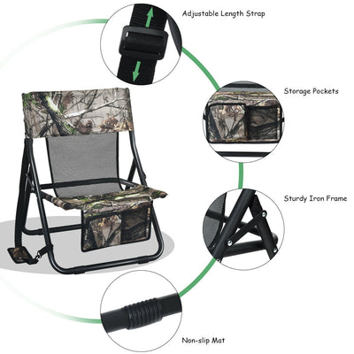 Outdoor Portable Folding Hunting Chair with Storage Pockets