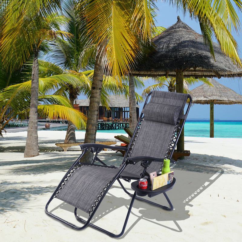 2 Pcs Folding Lounge Chair with Zero Gravity