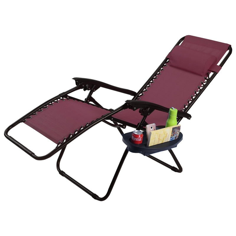 2 Pieces Folding Lounge Chair with Zero Gravity