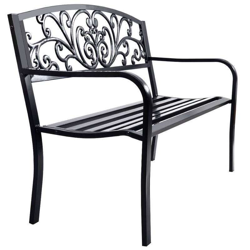 Outdoor Durable Steel Frame Bench for Park Garden Patio