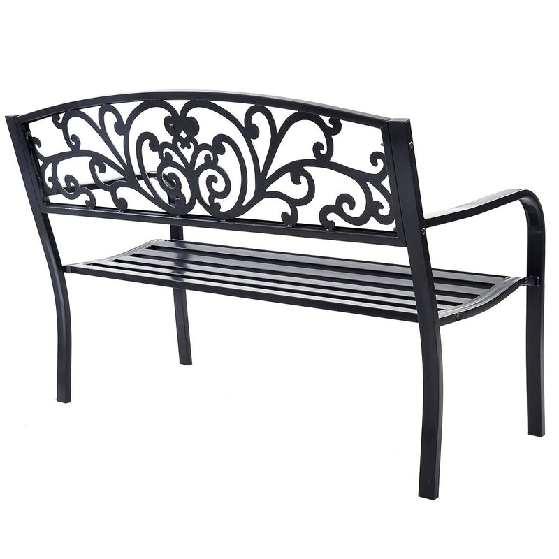 Outdoor Durable Steel Frame Bench for Park Garden Patio