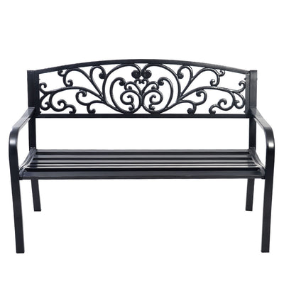 Outdoor Durable Steel Frame Bench for Park Garden Patio