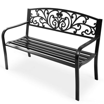 Outdoor Durable Steel Frame Bench for Park Garden Patio