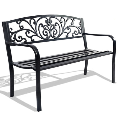 Outdoor Durable Steel Frame Bench for Park Garden Patio