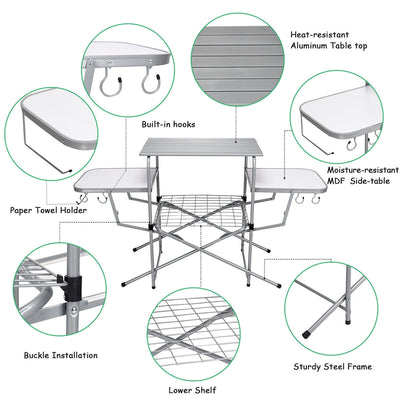 Foldable Outdoor BBQ Table Grilling Stand