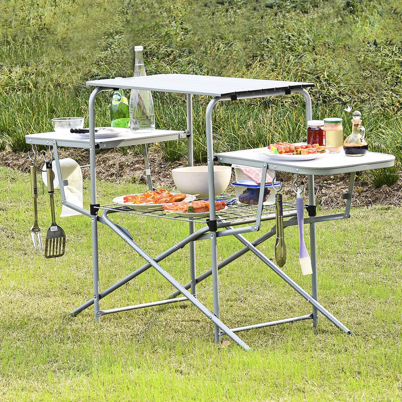 Foldable Outdoor BBQ Table Grilling Stand