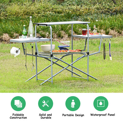 Foldable Outdoor BBQ Table Grilling Stand