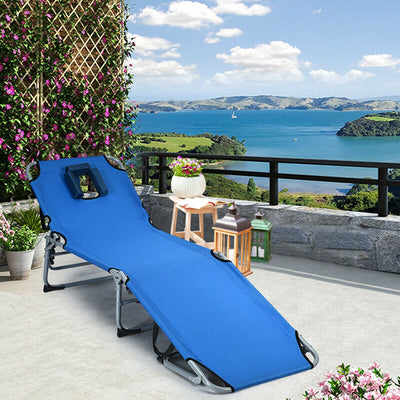 Folding Chaise Lounge Chair with Face Hole for Beach