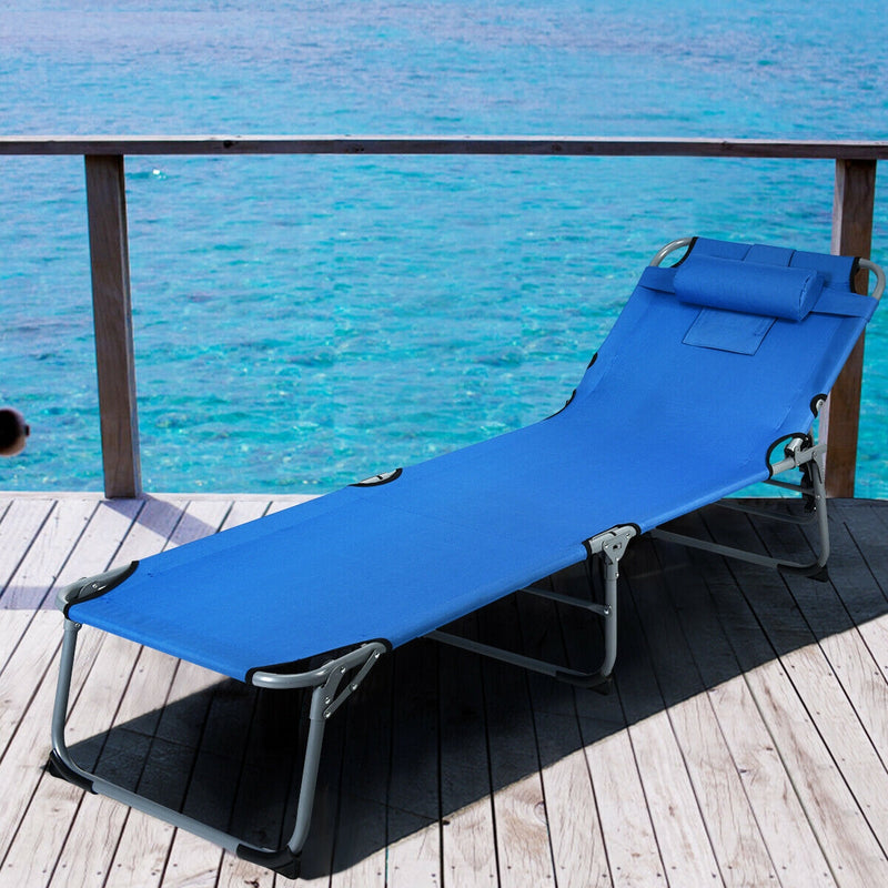 Folding Chaise Lounge Chair with Face Hole for Beach