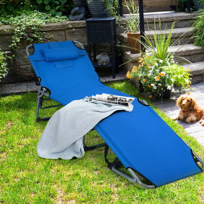 Folding Chaise Lounge Chair with Face Hole for Beach