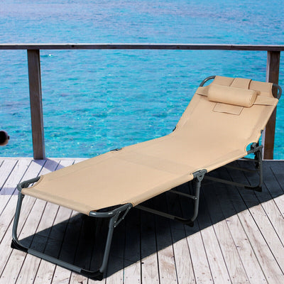 Folding Chaise Lounge Chair with Face Hole for Beach