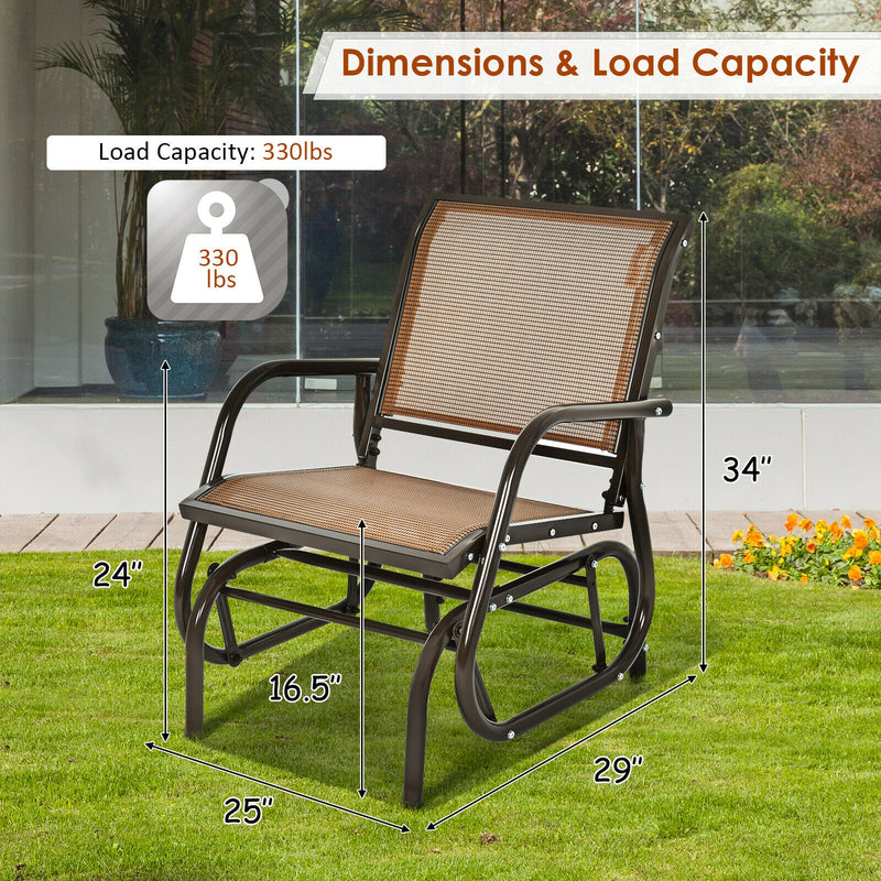 Outdoor Single Swing Glider Rocking Chair with Armrest