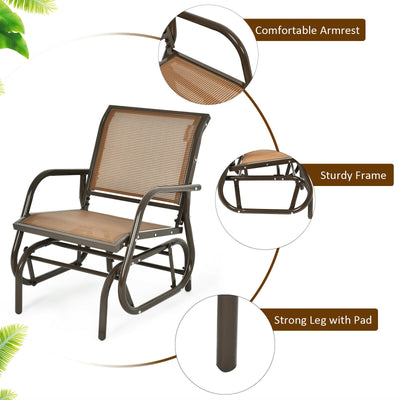 Outdoor Single Swing Glider Rocking Chair with Armrest