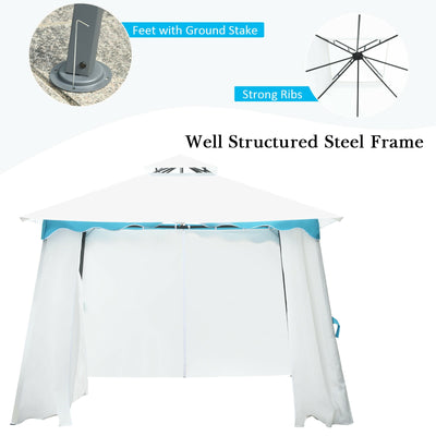 2-Tier 10' x 10' Patio Gazebo Canopy Tent with Side Walls