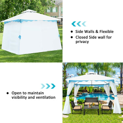 2-Tier Patio Gazebo Canopy Tent with Closable with Side Walls