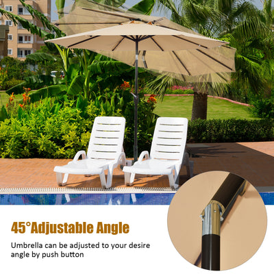 9 Ft and 32 LED Lighted Solar Patio Market Umbrella Shelter with Tilt and Crank