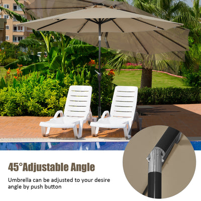 9 Ft and 32 LED Lighted Solar Patio Market Umbrella Shelter with Tilt and Crank