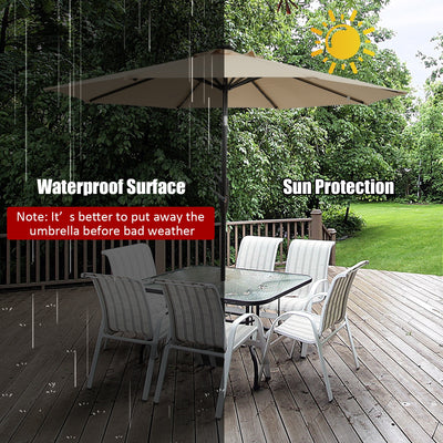 9 Ft and 32 LED Lighted Solar Patio Market Umbrella Shelter with Tilt and Crank