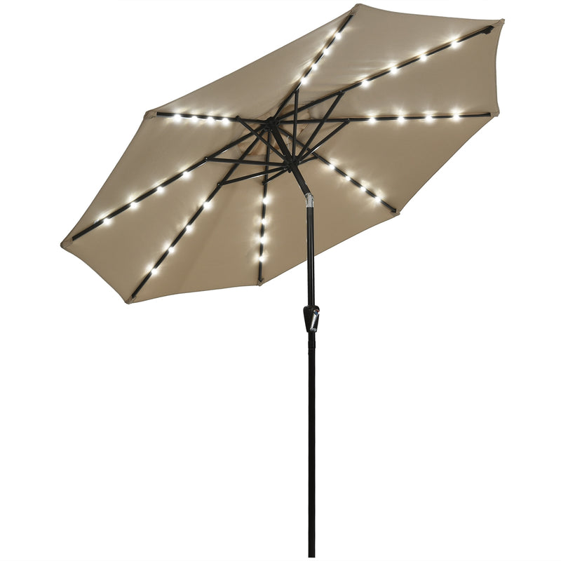 9 Ft and 32 LED Lighted Solar Patio Market Umbrella Shelter with Tilt and Crank