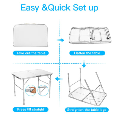 Adjustable Portable Aluminum Patio Folding Camping Table for Outdoor and Indoor