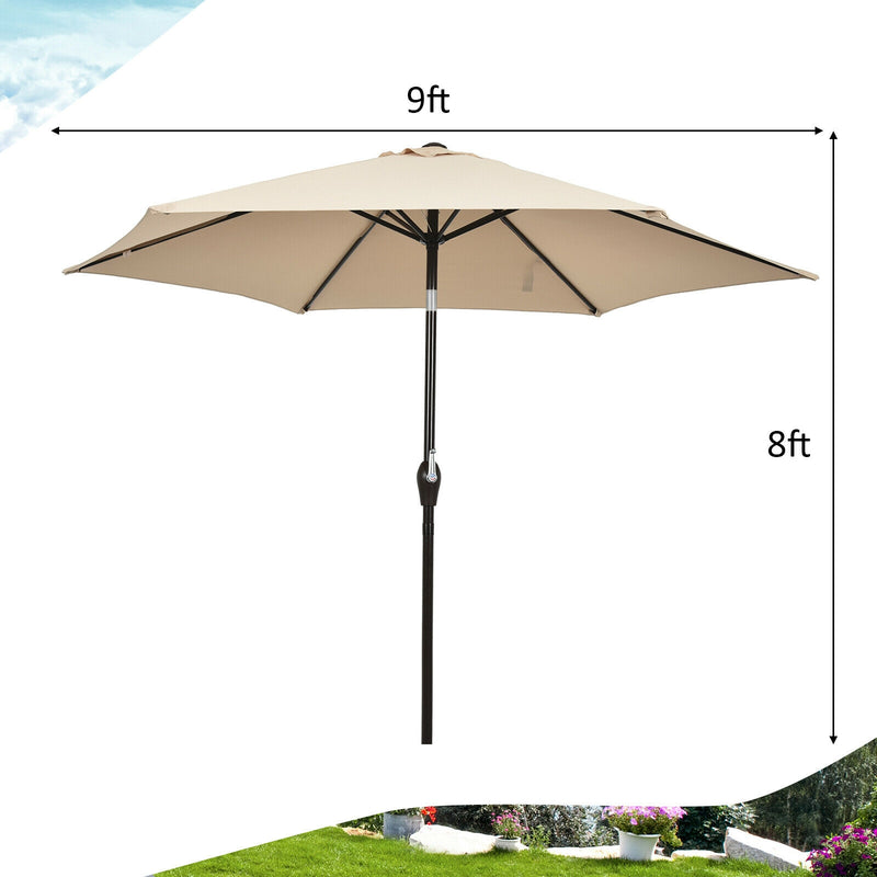 9 ft Outdoor Market Patio Table Umbrella Push Button Tilt Crank Lift