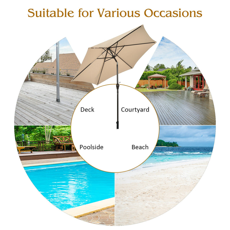 9 ft Outdoor Market Patio Table Umbrella Push Button Tilt Crank Lift