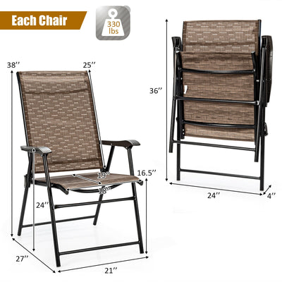 2 Pcs Outdoor Patio Folding Chair with Armrest