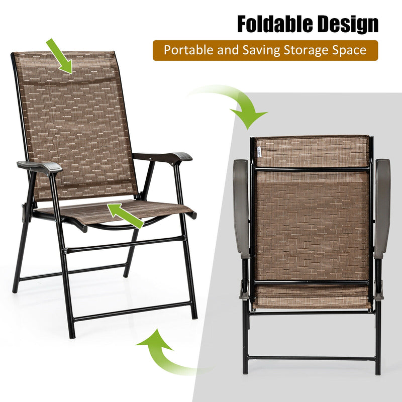 2 Pcs Outdoor Patio Folding Chair with Armrest