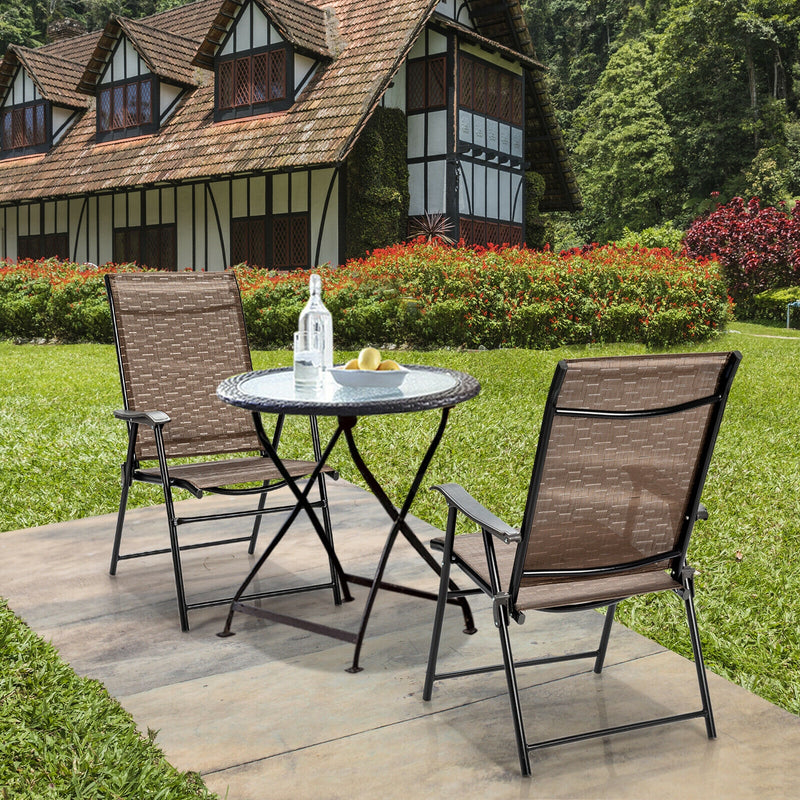 2 Pcs Outdoor Patio Folding Chair with Armrest