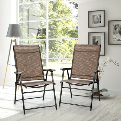 2 Pcs Outdoor Patio Folding Chair with Armrest