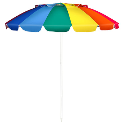 8 Feet Portable Beach Umbrella with Sand Anchor and Tilt Mechanism