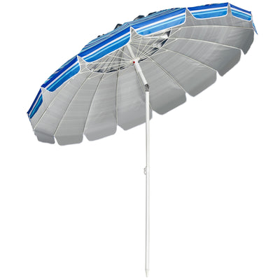 8 Feet Portable Beach Umbrella with Sand Anchor and Tilt Mechanism