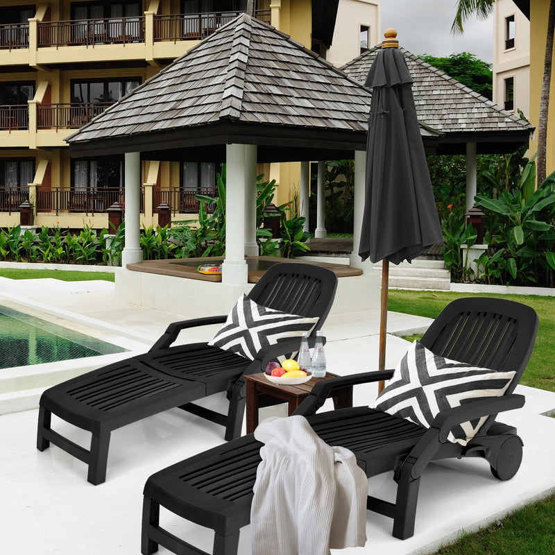 Adjustable Patio Sun Lounger with Weather Resistant Wheels