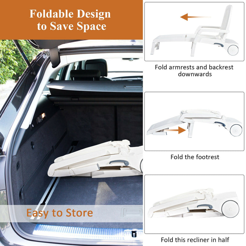 Adjustable Patio Sun Lounger with Weather Resistant Wheels