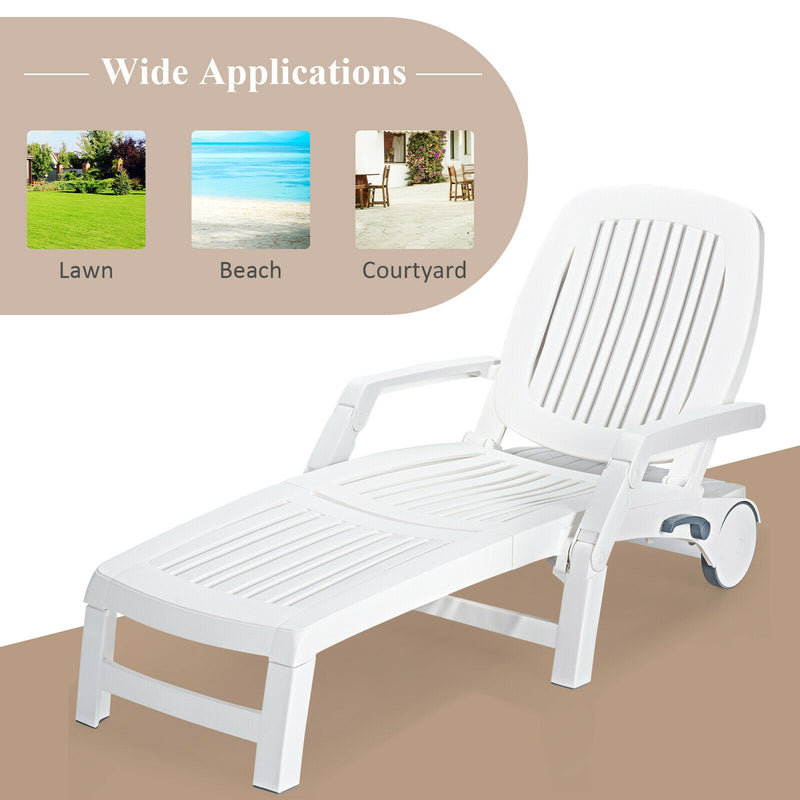 Adjustable Patio Sun Lounger with Weather Resistant Wheels