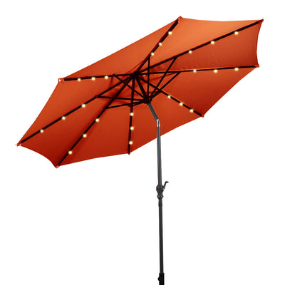 10ft Patio Solar Umbrella with Crank and LED Lights