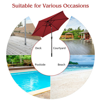 9 ft Outdoor Market Patio Table Umbrella Push Button Tilt Crank Lift