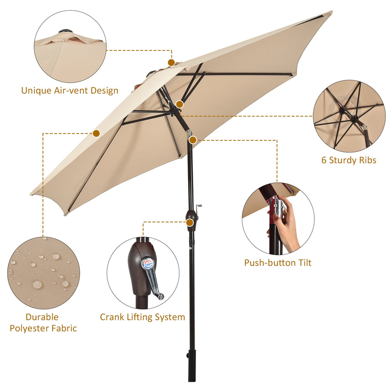 10ft Outdoor Patio Umbrella with Push Button Tilt Control