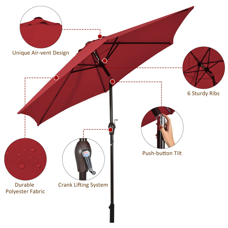 10ft Outdoor Patio Umbrella with Push Button Tilt Control