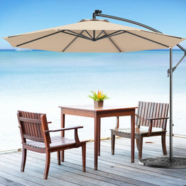 10 Feet Patio Umbrella with Cross Base and Solar LED