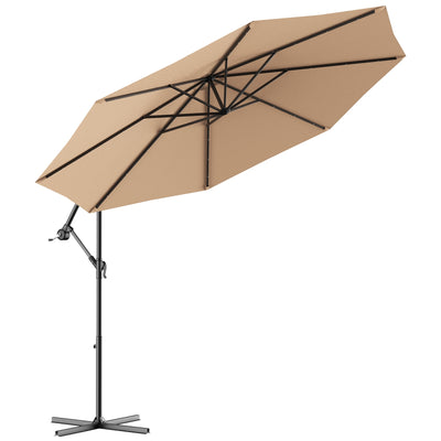 10 Feet Patio Umbrella with Cross Base and Solar LED