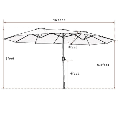 15 ft Double-Sided Outdoor Patio Umbrella with Crank without Base